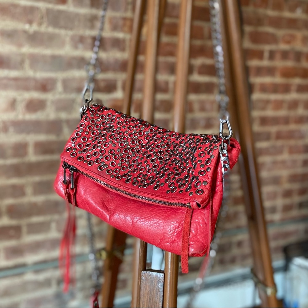 Ash Red Studded Crossbody Bag